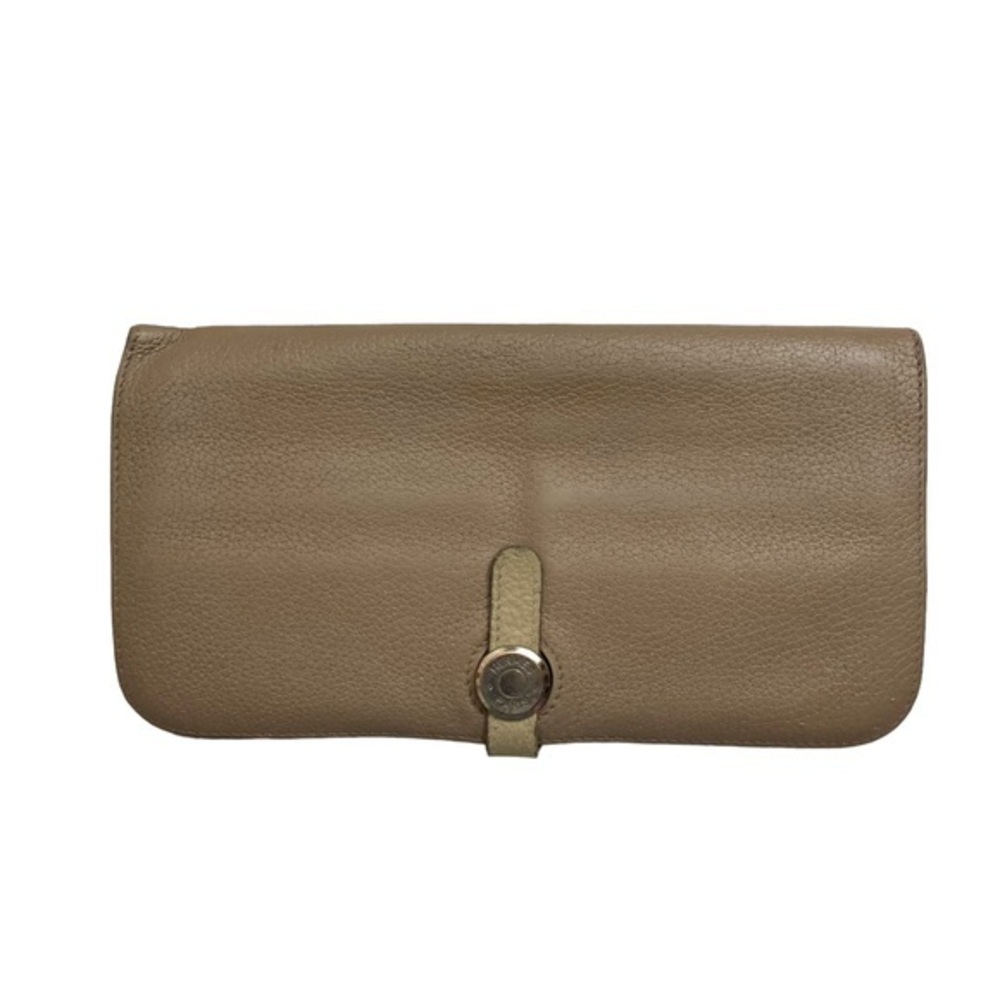 Hermes tan gray taupe wallet